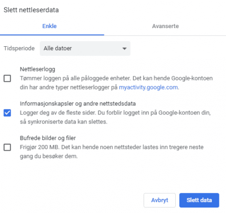 Slette informasjonskapsler i Chrome - Totens Blad